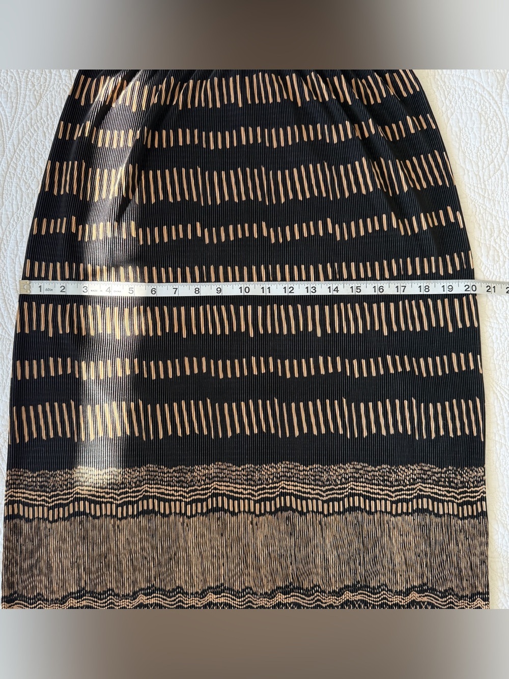Vintage Carroll Reed Black Gold Pleated Midi Skirt Womens Size Medium 90s - Picture 9 of 10